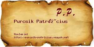 Purcsik Patrícius névjegykártya